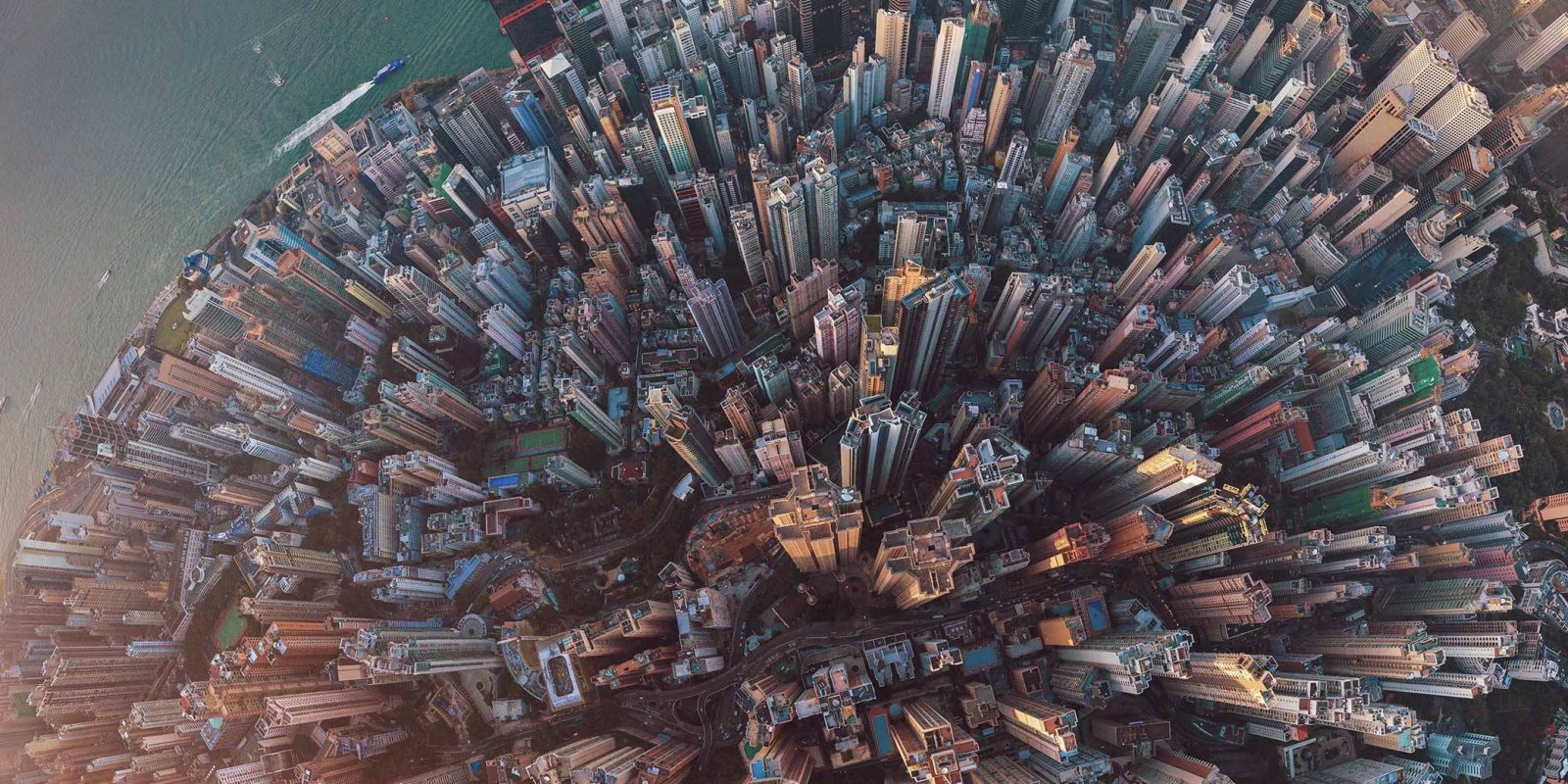 Aerial view of Hong Kong Downtown.